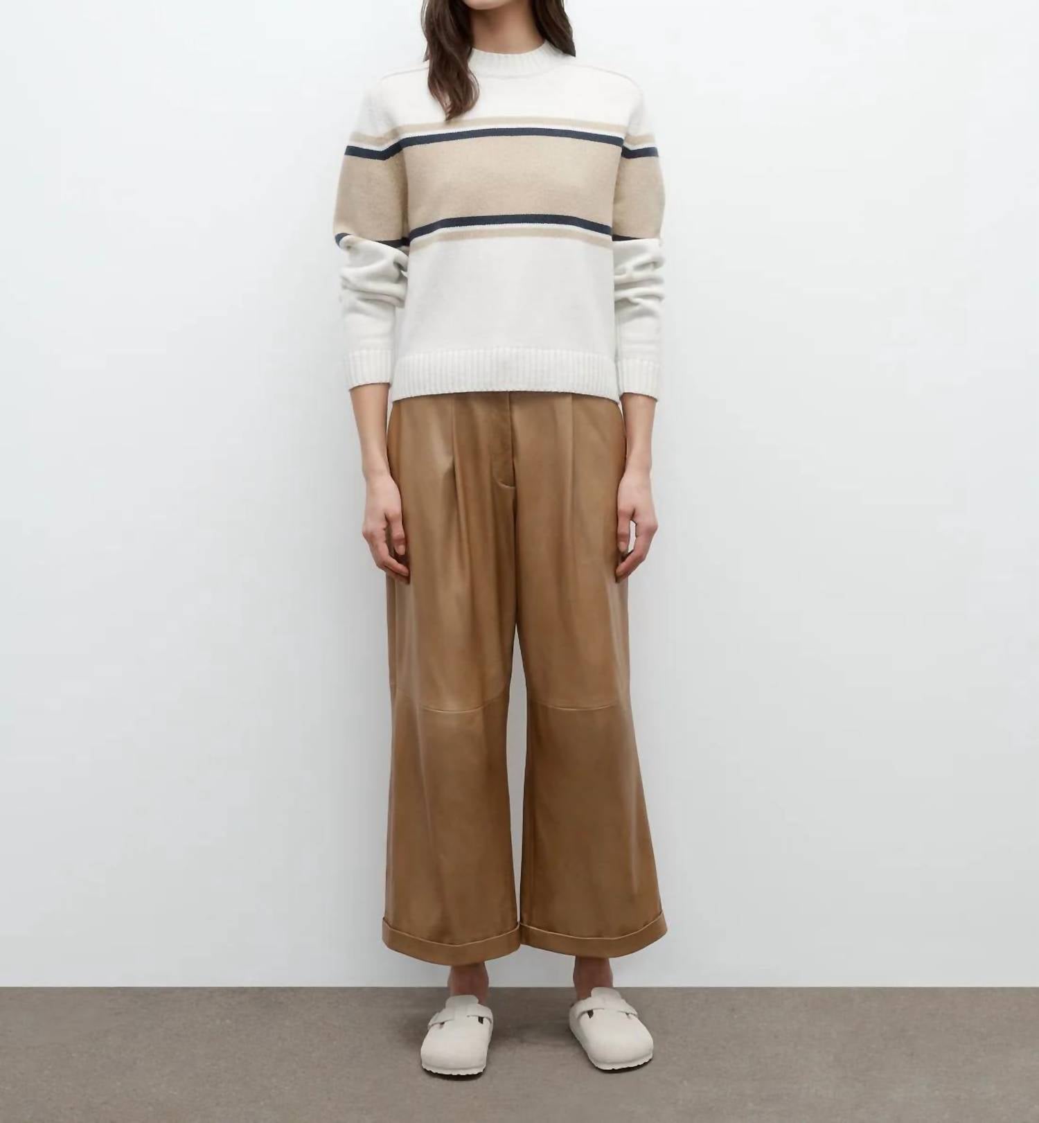 Twp - Saddle Crewneck Sweater With Stripes