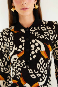 Farm Rio - Tucanissimo Long Sleeve Polo Knit Top