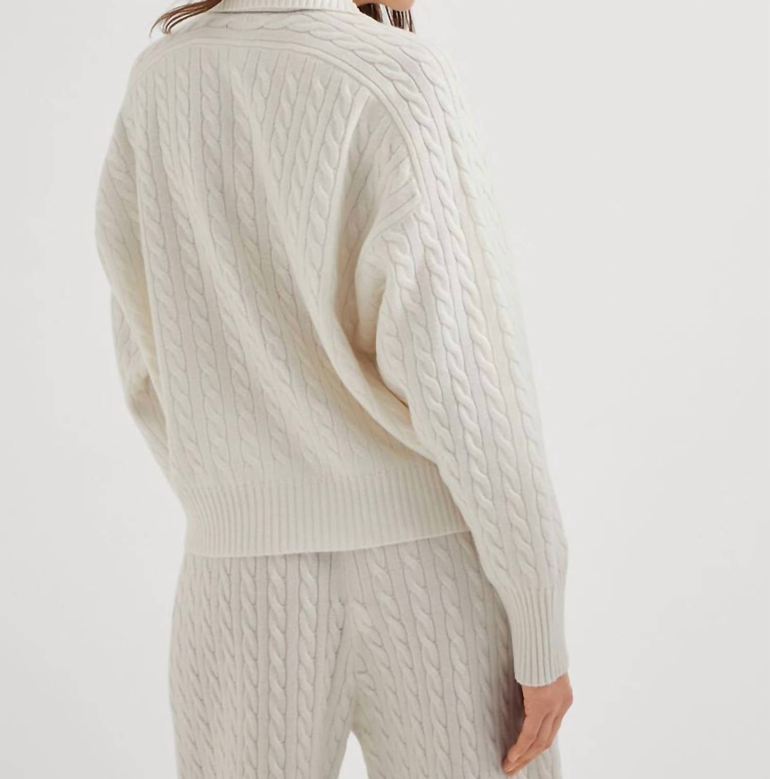 Brunello Cucinelli - Cashmere Cable Knit Polo-style Sweater With Monili