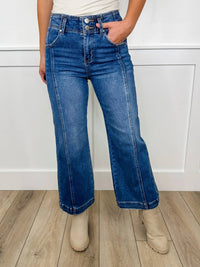 Risen - Clarissa High-rise Double Button Wide Leg Cropped Jeans
