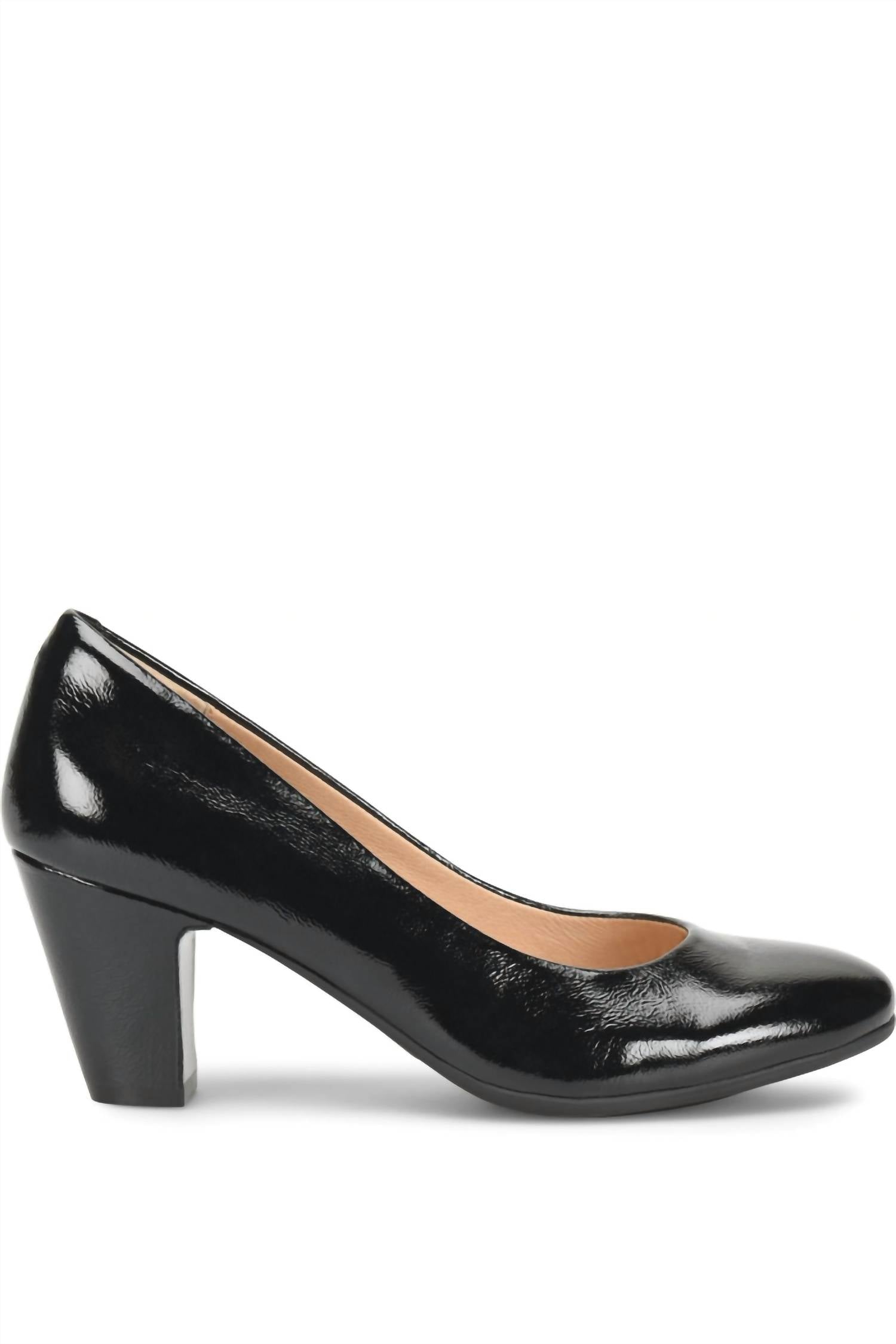 Sofft Women's Lana Mid-Height Heel in black patent - women's heels