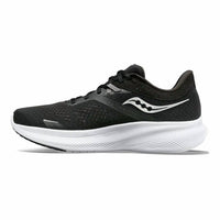 SAUCONY Men's Ride 16 Running Shoes in black white - men's shoe - detail view