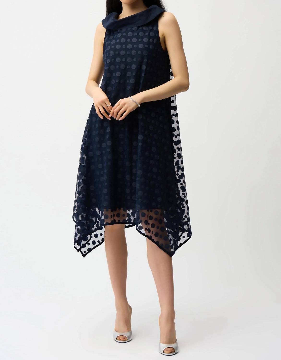 Joseph Ribkoff - Polka Dot Mesh Handkerchief Dress