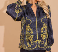 Alden Adair Phoebe Long Sleeve Top in pouncing panther 1 - women's blouse - view 7