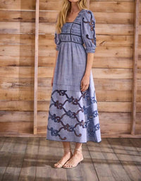 HUNTER BELL Rowe Dress in seabank chambray - women's dress - alternate view