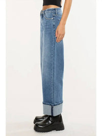 Kancan - Mid Rise Studded Wide Leg Jeans