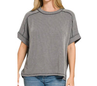 Zenana - Ribbed Round Neck Top - Plus