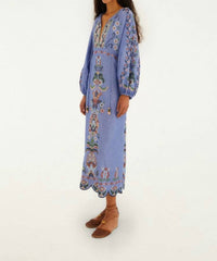 Farm Rio - Garden Tapestry Embroidery Long Sleeve Midi Dress