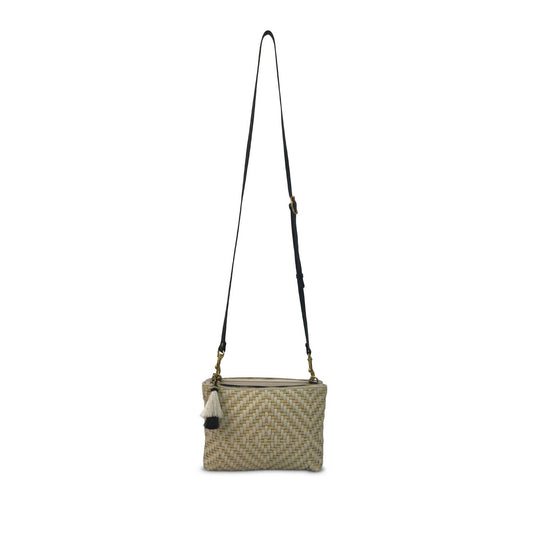 Kempton & Co. - Woven Nottingham Double Zip Crossbody Bag