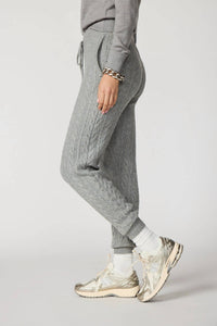 MPG Sport Cable Knit Jogger in heather steel grey - women's pants - detail view