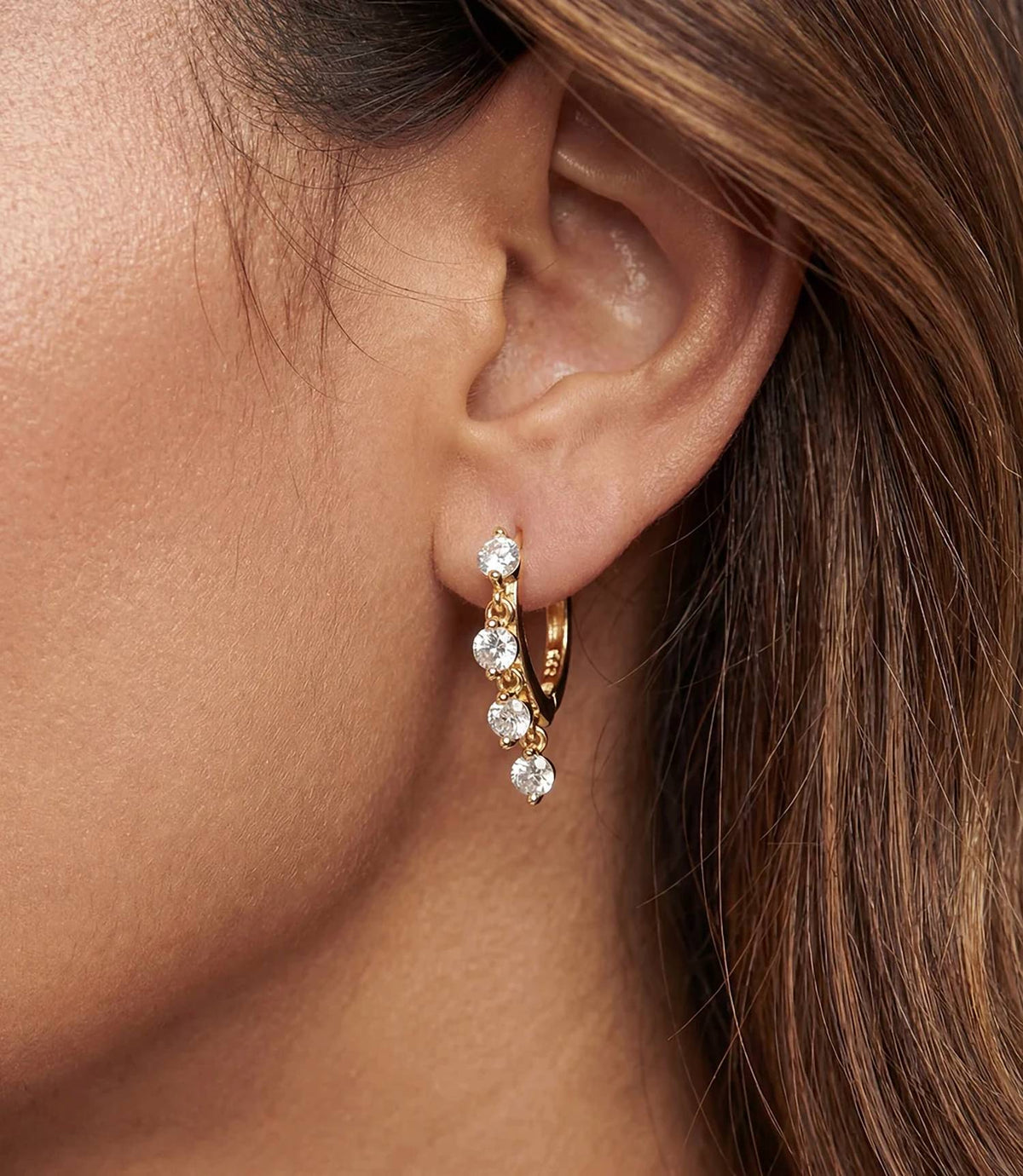 Native Gem - Women's Dangling Crystal Huggie Earrings