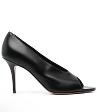 AMINA MUADDI WOMEN'S JULIANNE PEEP TOE SANDALS in black - women's heels