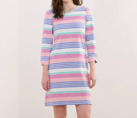 Hatley Lily Flare Mini Dress in peach echo stripes - women's dress
