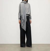 Johnstons of Elgin Unisex Ives Scarf in grey - women's scarf - alternate view