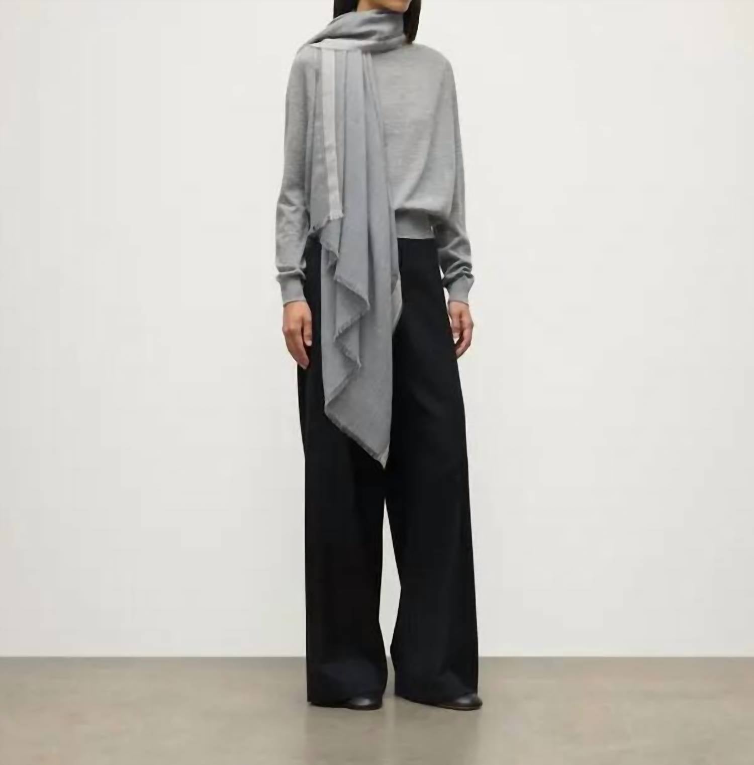 Johnstons of Elgin Unisex Ives Scarf in grey - women's scarf - alternate view