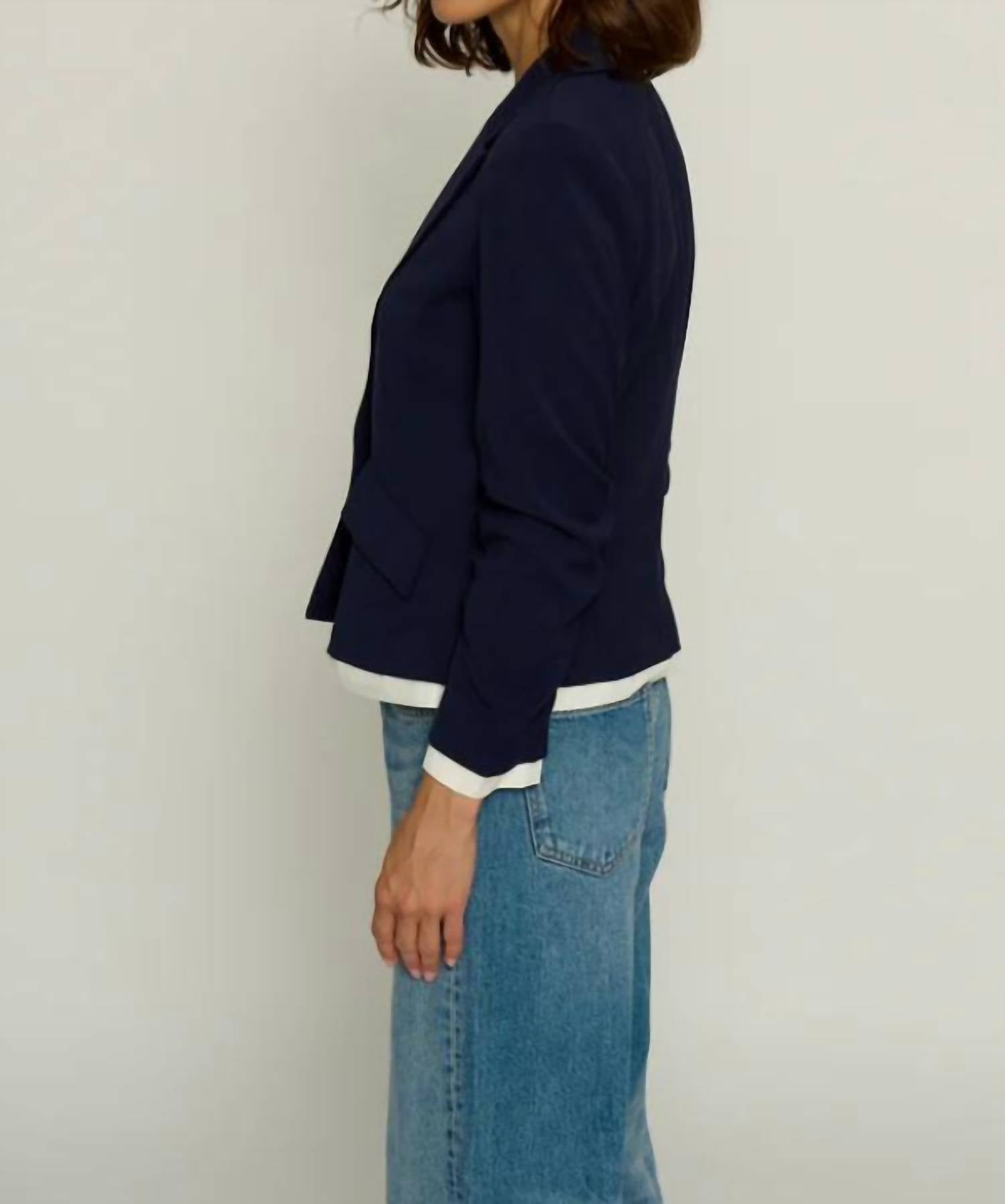 Central Park West - Single-breasted Scrunched Sleeve Blazer