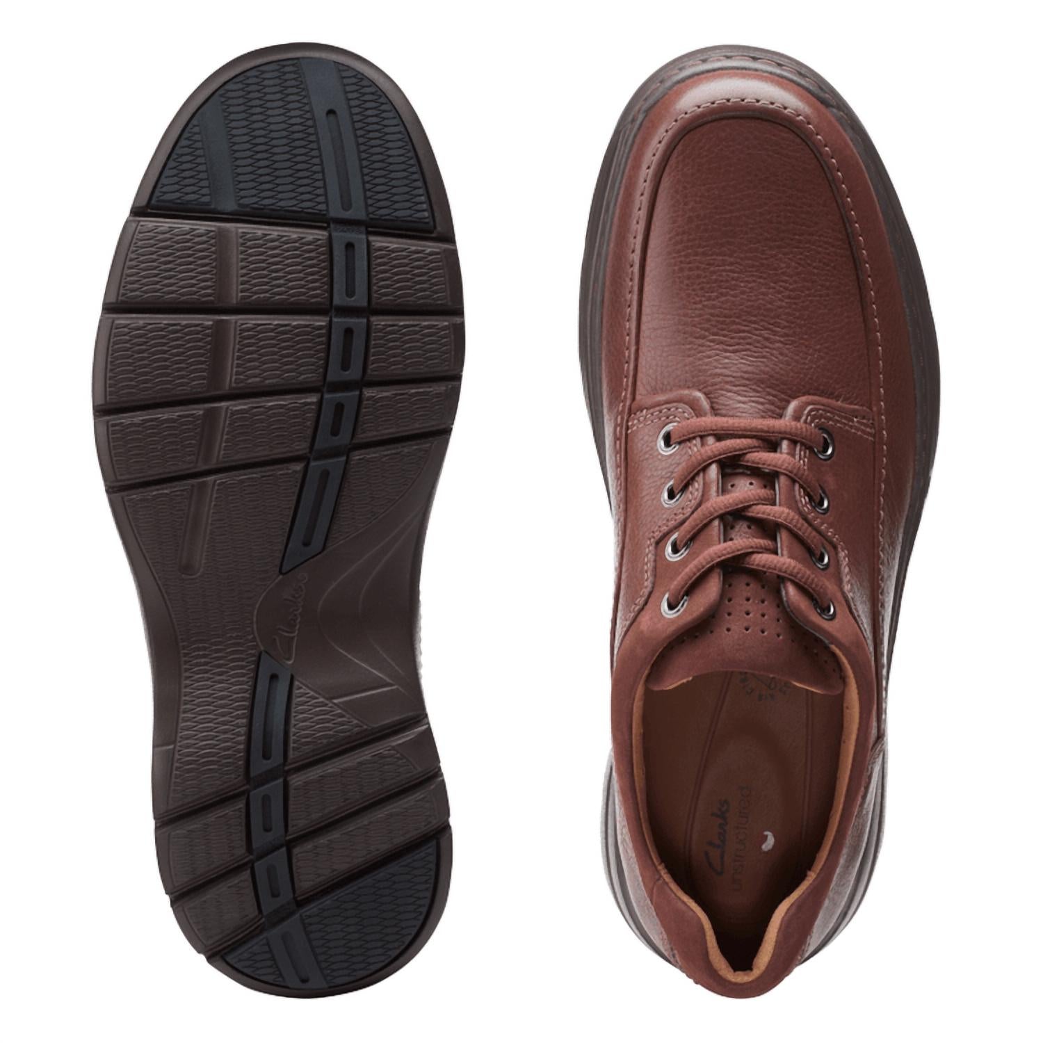 Clarks Men's Un Brawley Lace Shoe in mahogany tumbled leather - men's shoe - alternate view