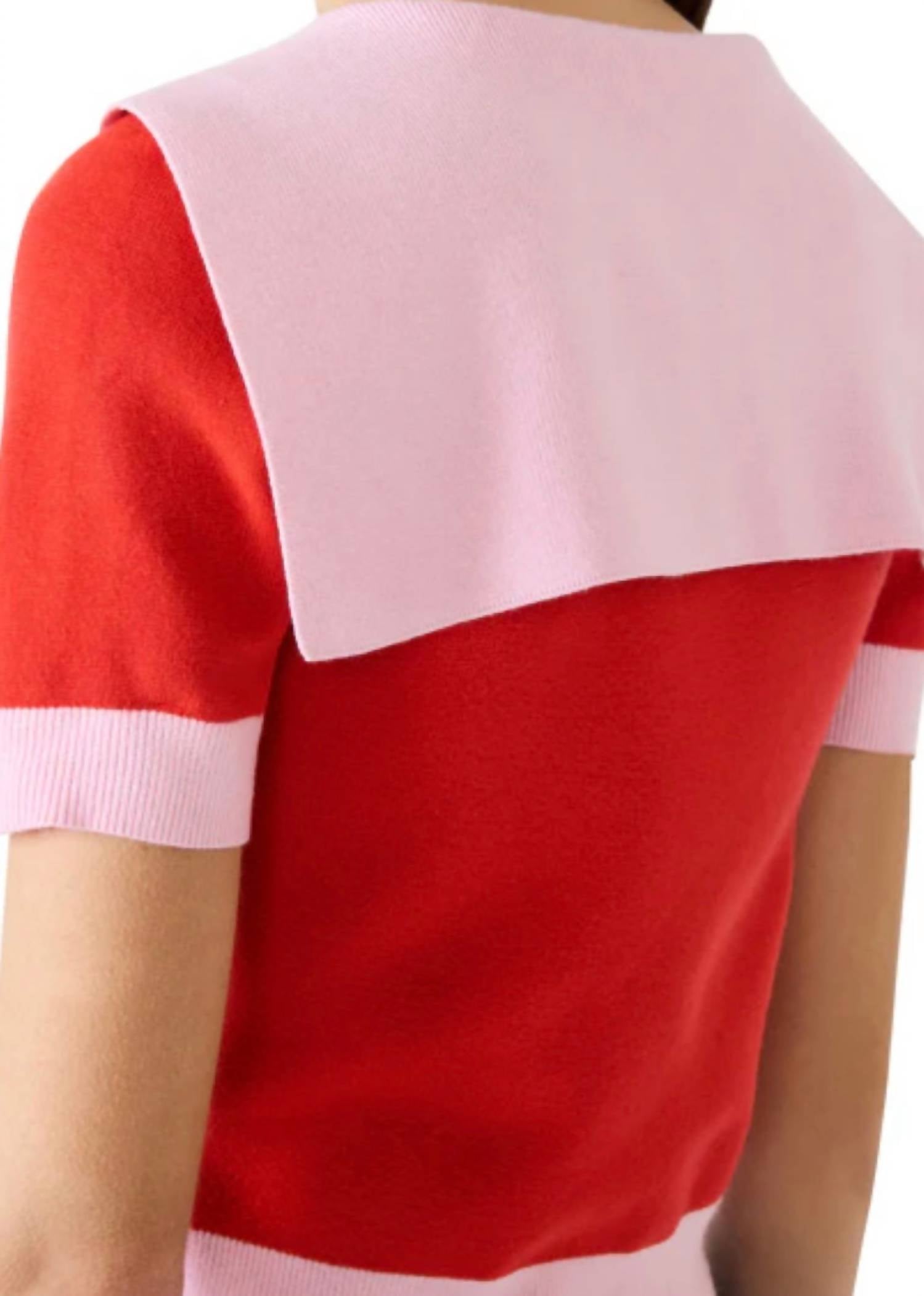 STEVE MADDEN Aden Short Sleeve V-neck Sweater in red - women's sweater - view 6
