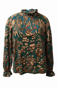 Hayden La - Soft Ruffle Neck Floral Long Sleeve Blouse