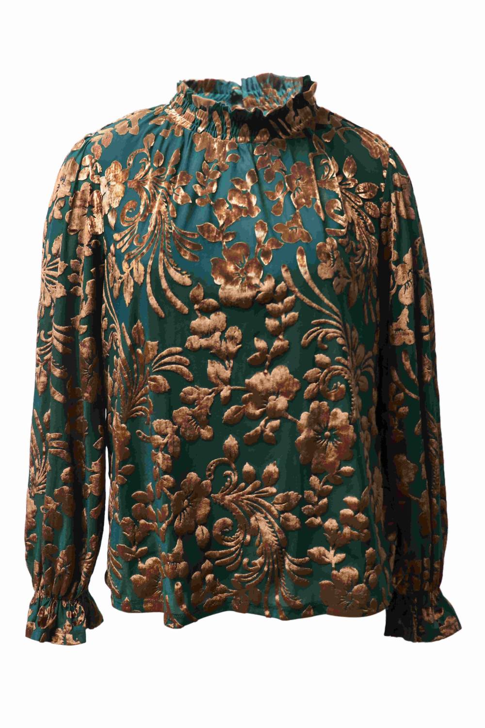 Hayden La - Soft Ruffle Neck Floral Long Sleeve Blouse