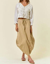 Doe And Rae - Side Tuck Detail Midi Skirt