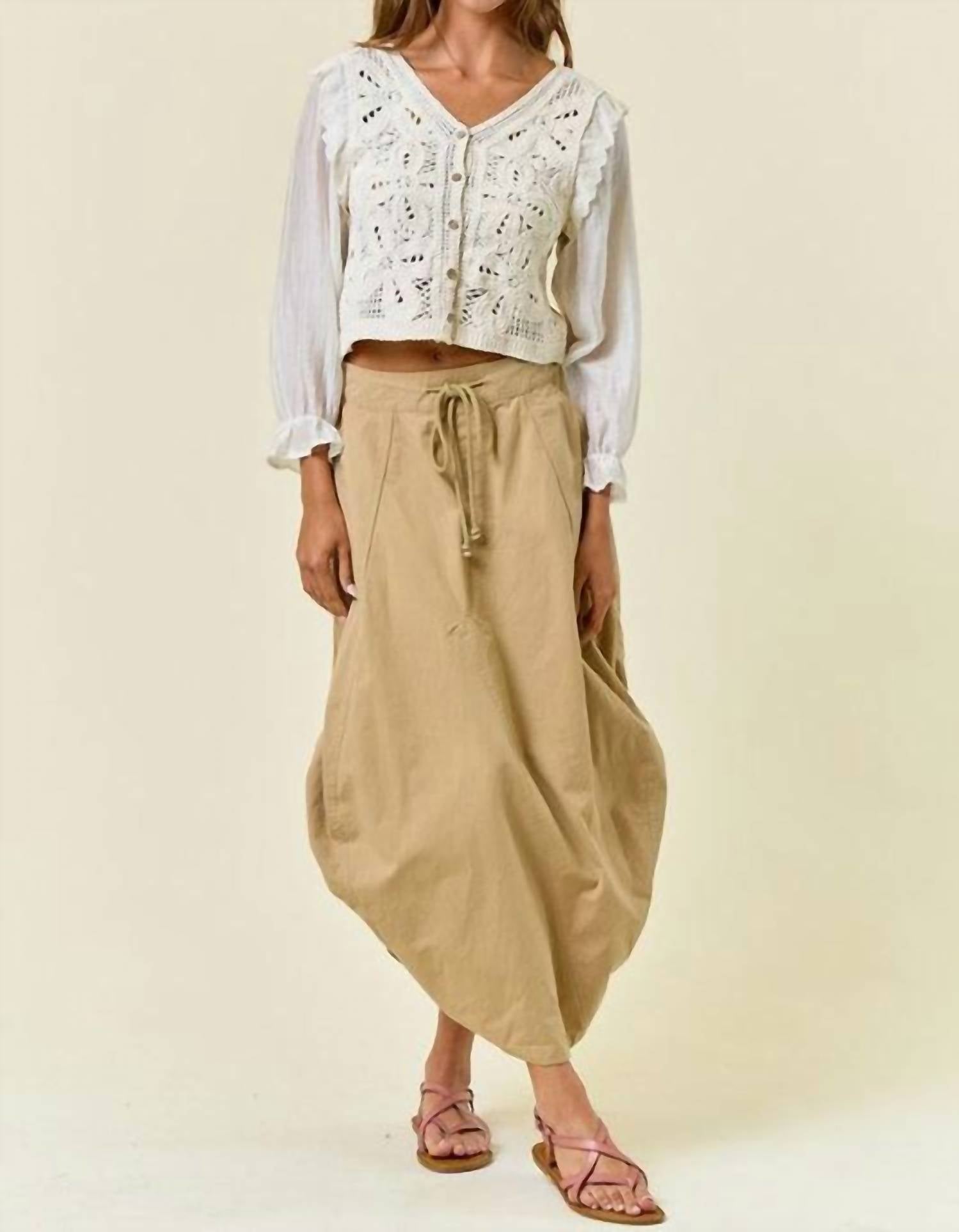 Doe And Rae - Side Tuck Detail Midi Skirt