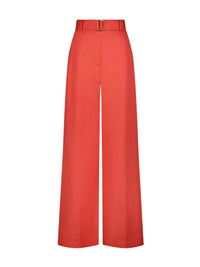 Matthew Bruch Belted Pleated Trouser in persimmon - women's pants - alternate view