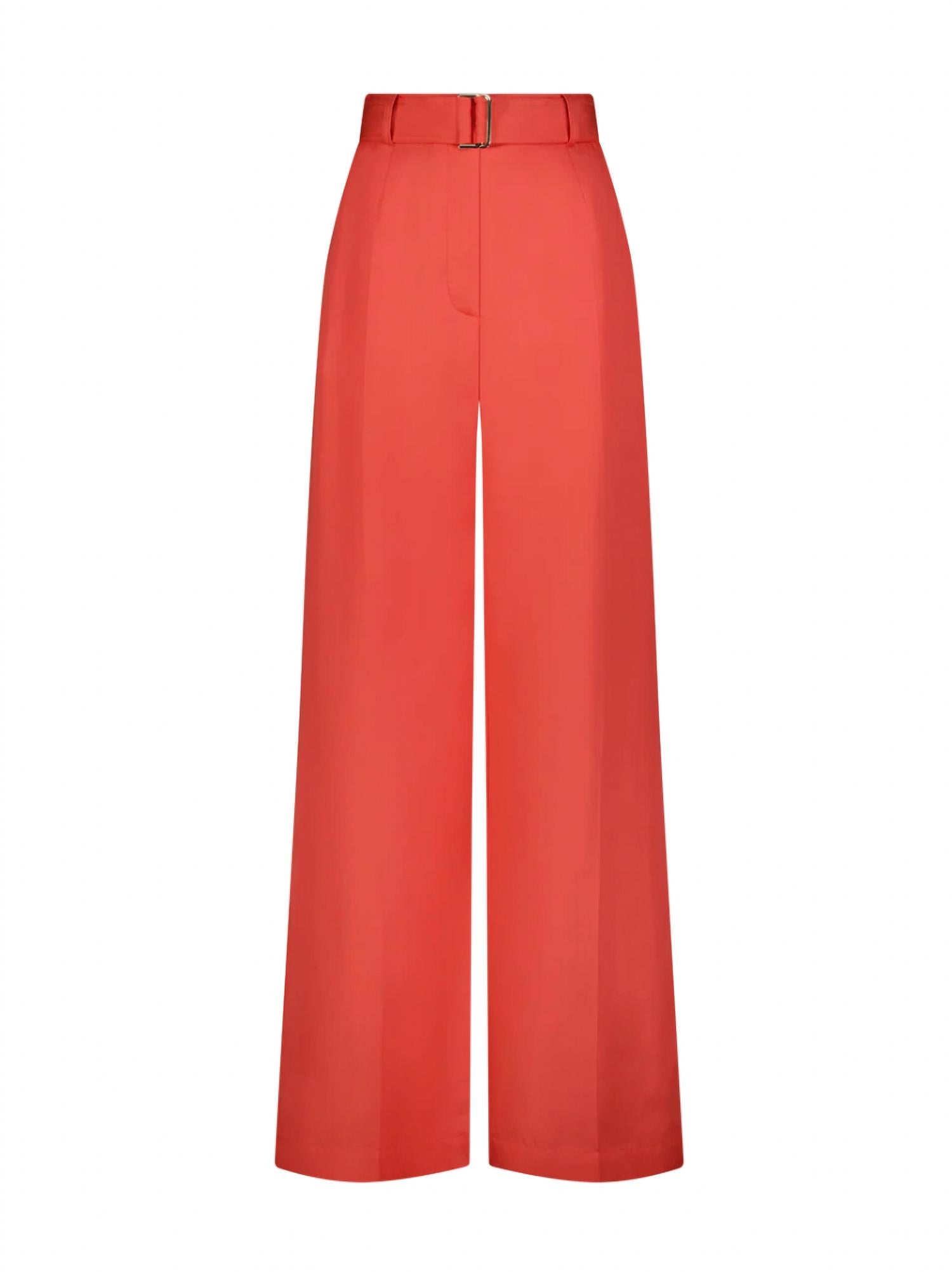 Matthew Bruch Belted Pleated Trouser in persimmon - women's pants - alternate view