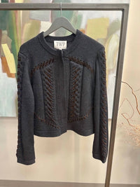 Twp - Women's Suede Cable Sweater Jacket