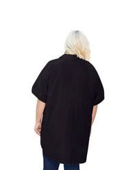 On The Plus Side - Crinkle Cotton Short Sleeve Collar Button Up Tunic - Plus