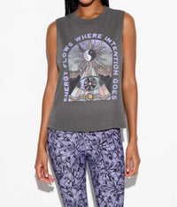 SPIRITUAL GANGSTER Energy Flow Vibe Tank Top in vintage black - women's tank top