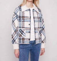 Charlie B - Short Plaid Knit Jacket