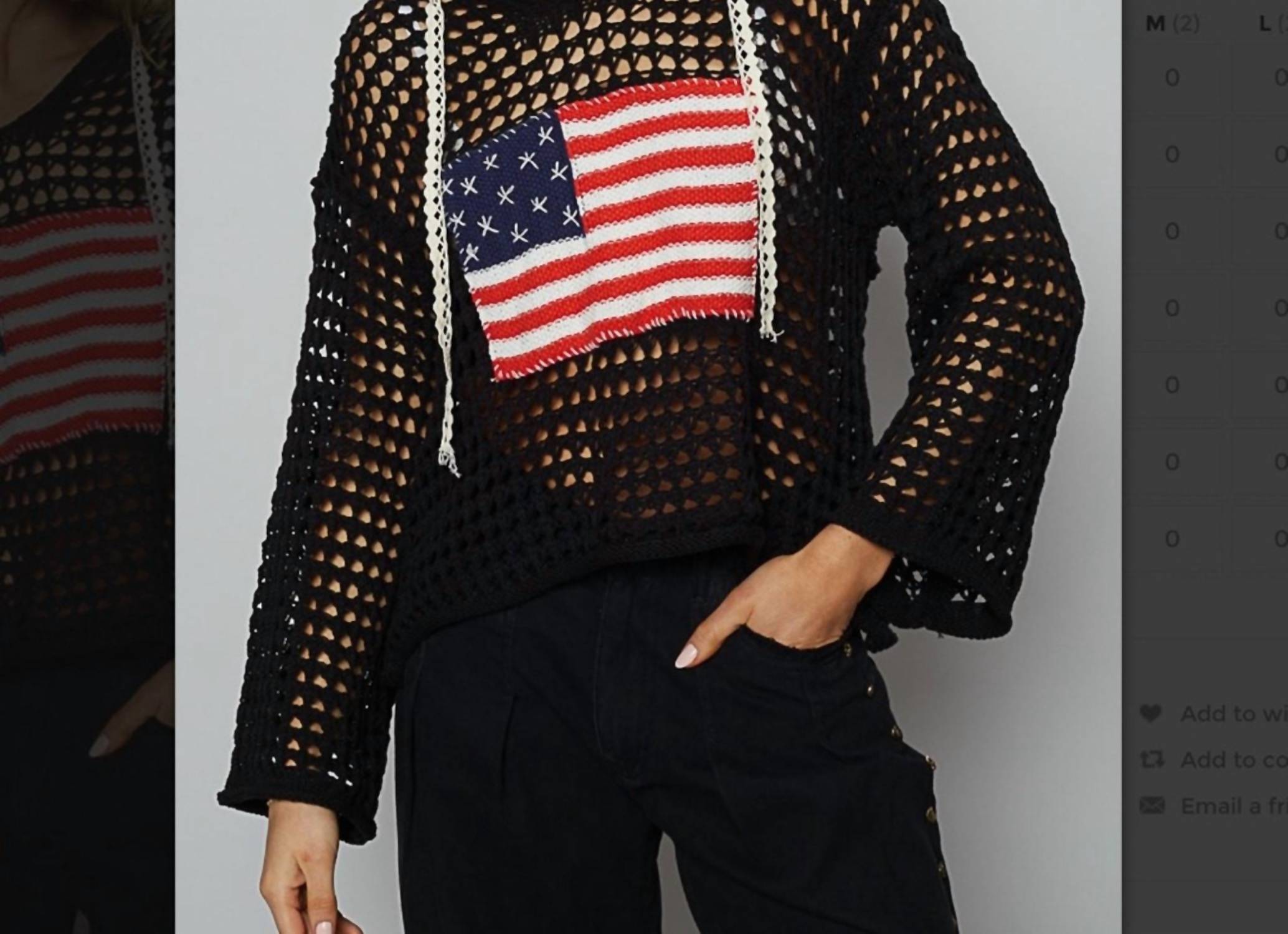 Pol - Usa Open Knit Hoodie Sweater Top