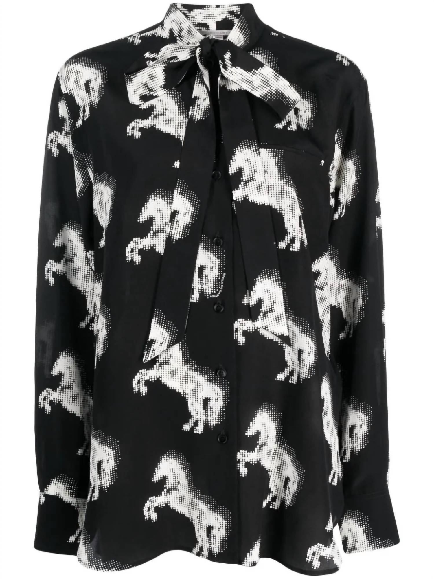 Stella Mccartney - Horse Print Bow Collar Silk Blouse
