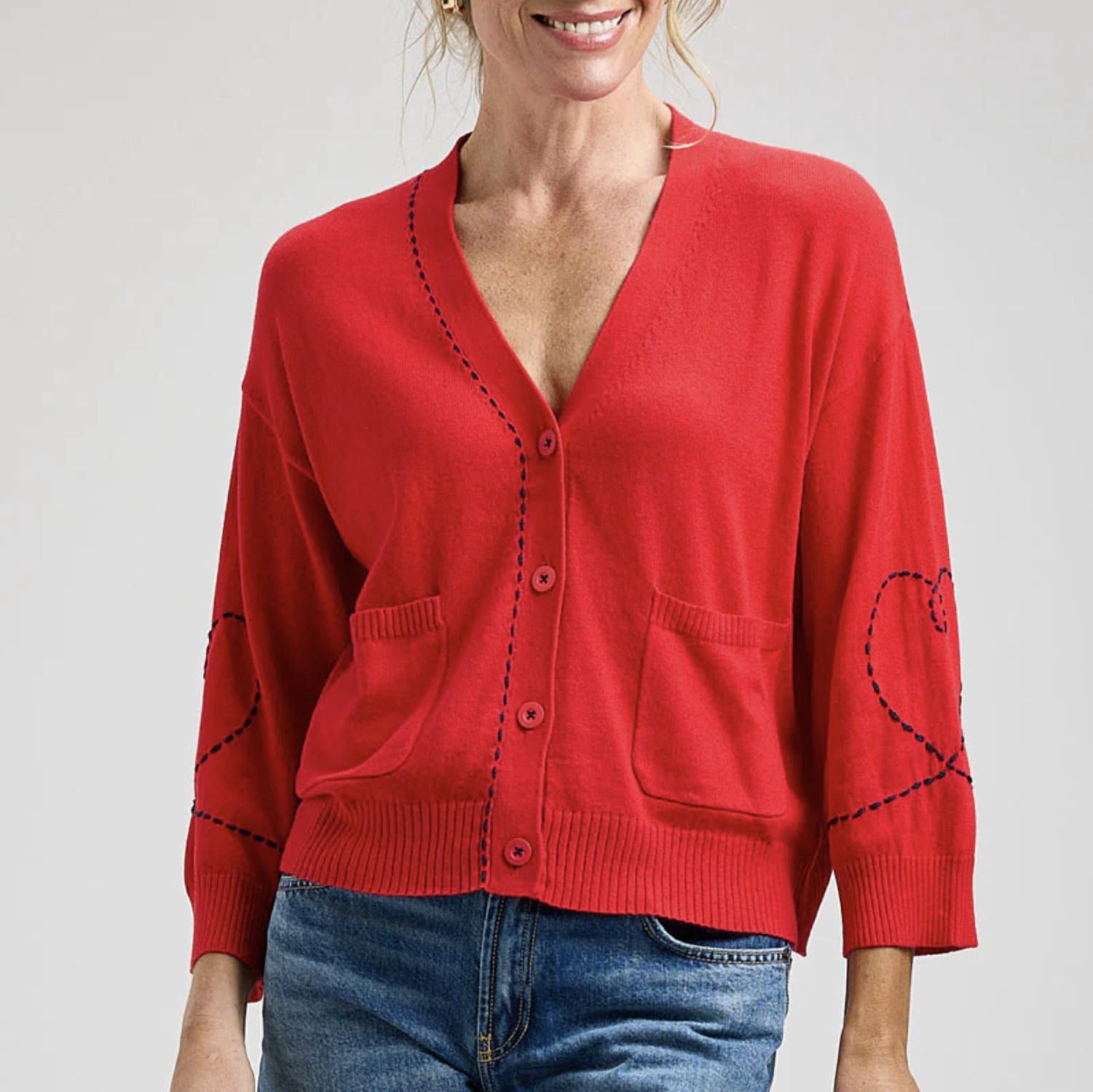 Zaket & Plover - Heart Wide Sleeve Cardigan