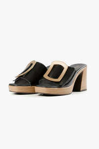 All Black - Women's Hi Elegante Buckle Heel