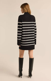 Z Supply Fin Stripe Sweater Dress in black - women's dress - alternate view