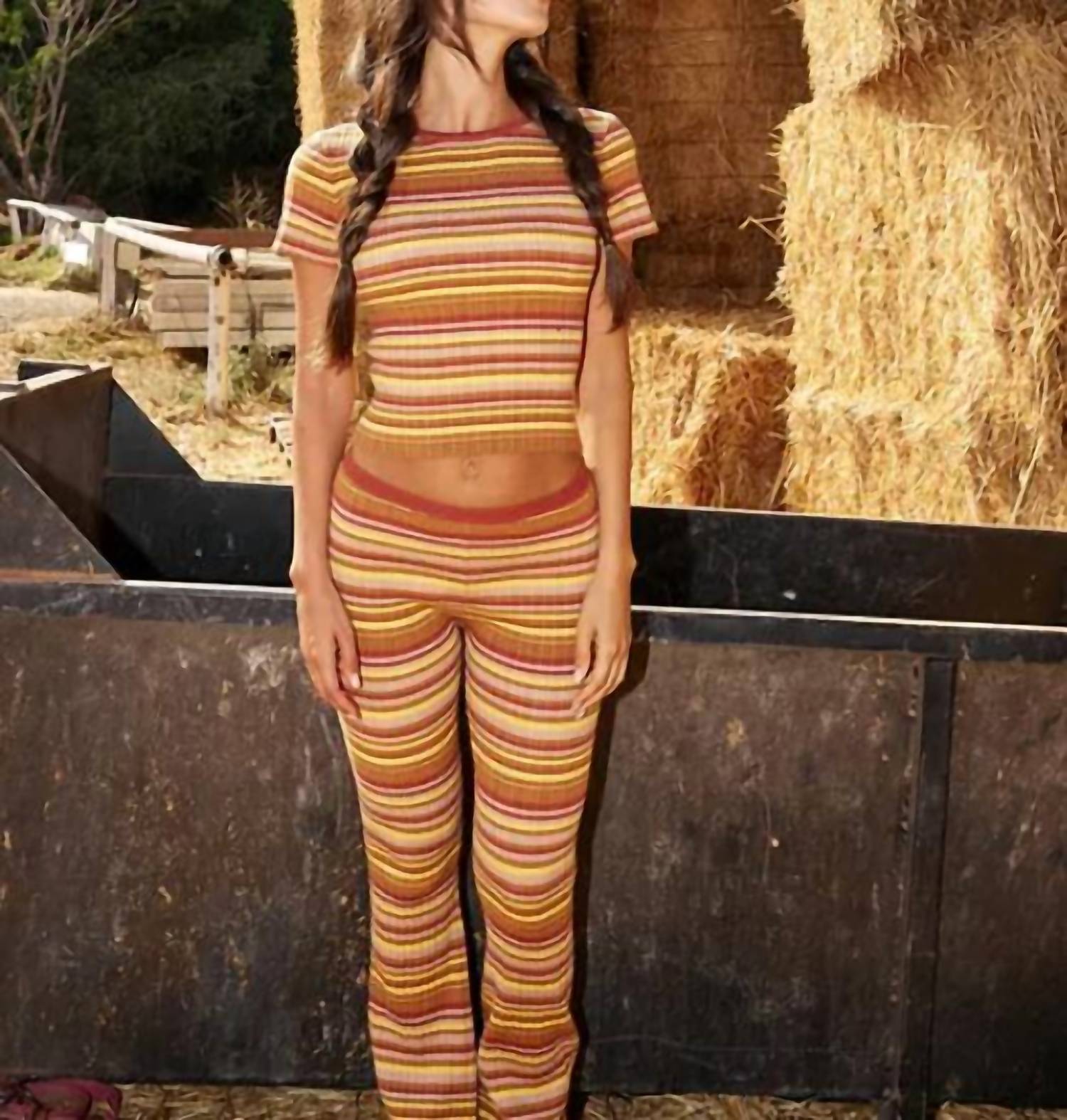 Bananhot Ann Ribbed Knit Pants in jack toffee rib - women's pants - view 4