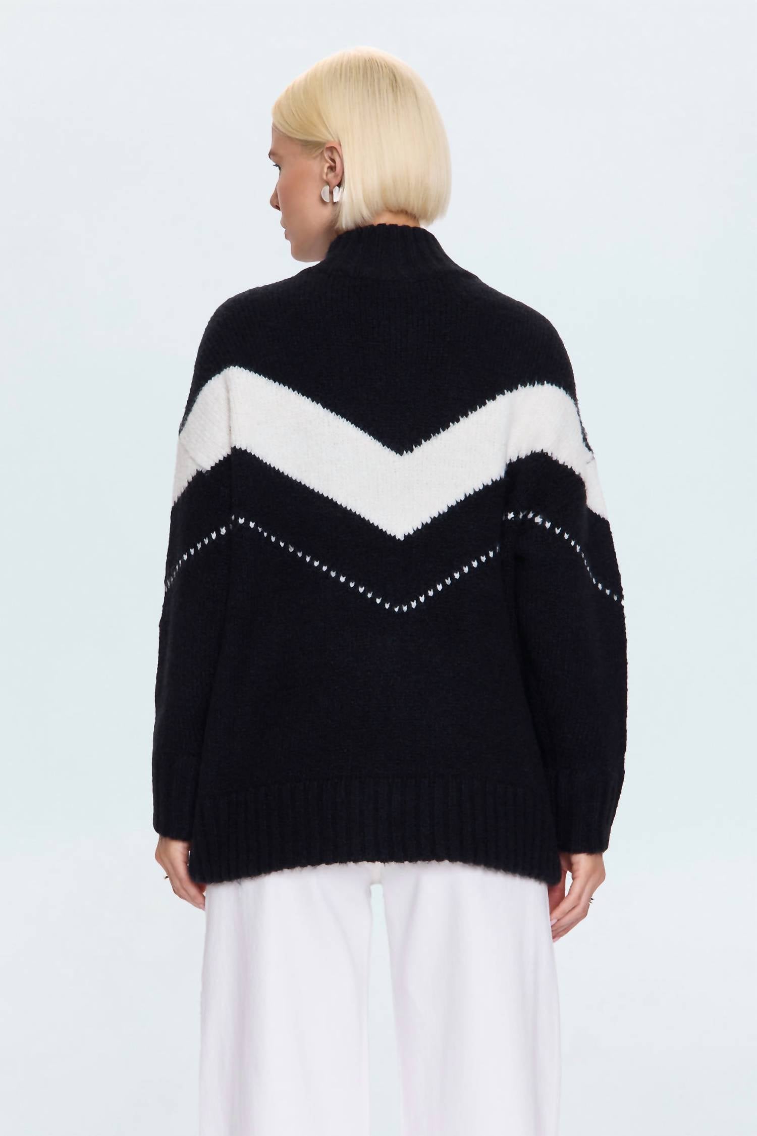 PISTOLA Arden Sweater in black vanilla ice - women's sweater - detail view