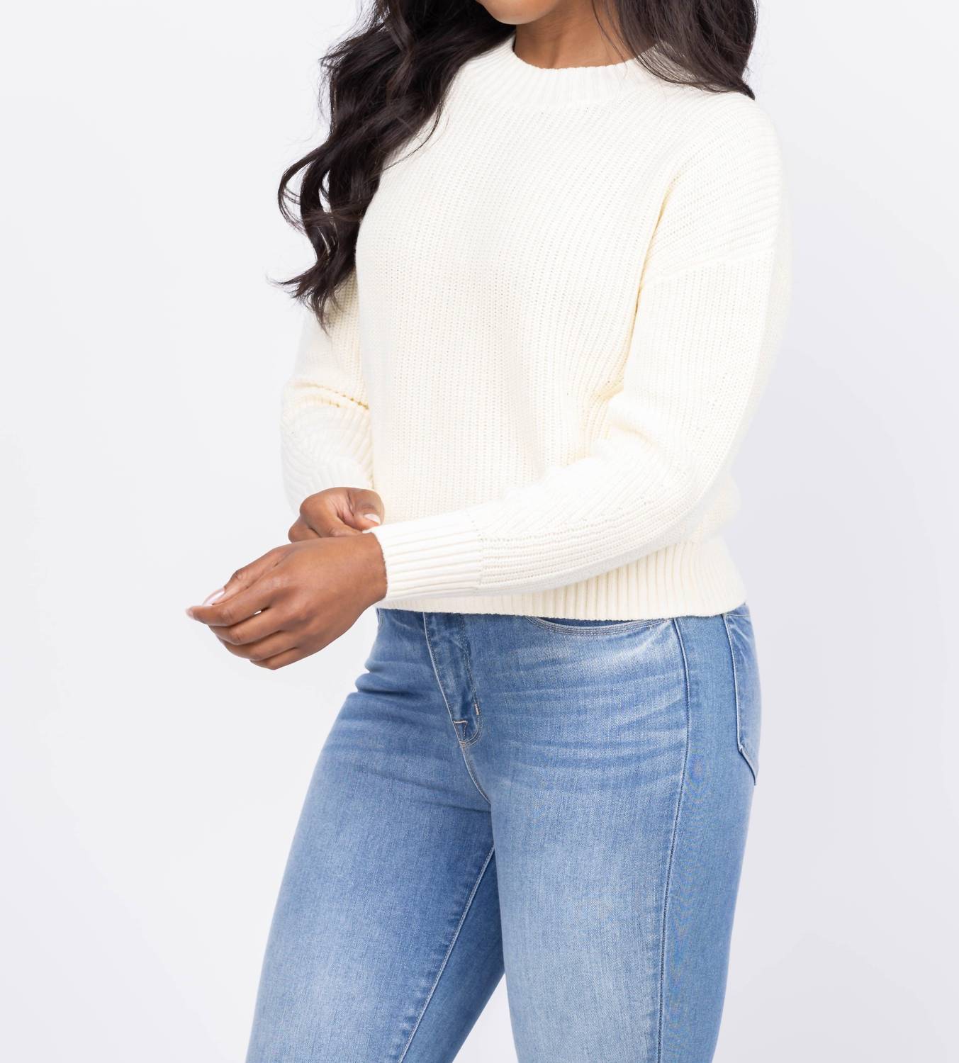 J. Society - Cropped Mock Crew Sweater
