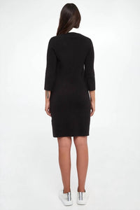 Joseph Ribkoff 3/4 Sleeve Knit Mini Dress in black vanilla 1 - women's dress - alternate view