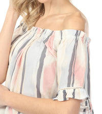 Charlie B - Striped Off-shoulder Peasant Blouse