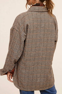 La Miel - Classic Button Down Plaid Jacket with Side Pockets