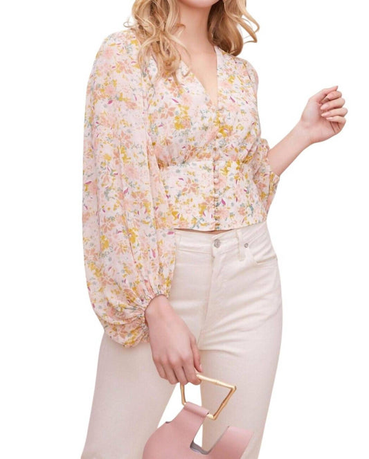 Astr - Volume Sleeve Floral Top