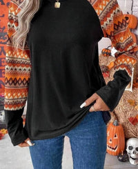 Lovesoft - Print Raglan Patchwork Long Sleeve Top