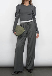 Greylin - renoa puff sleeve ribbed knit top