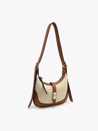 Jen & Co. - Women's Ariana Straw And Vegan Leather Shoulder Bag