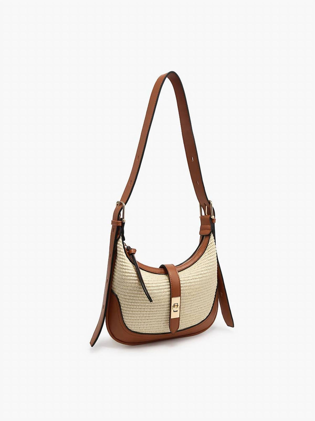 Jen & Co. - Women's Ariana Straw And Vegan Leather Shoulder Bag