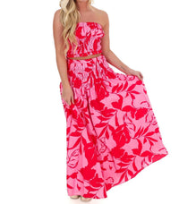 Flying Tomato - On Island Time Strapless Top And Maxi Skirt Set