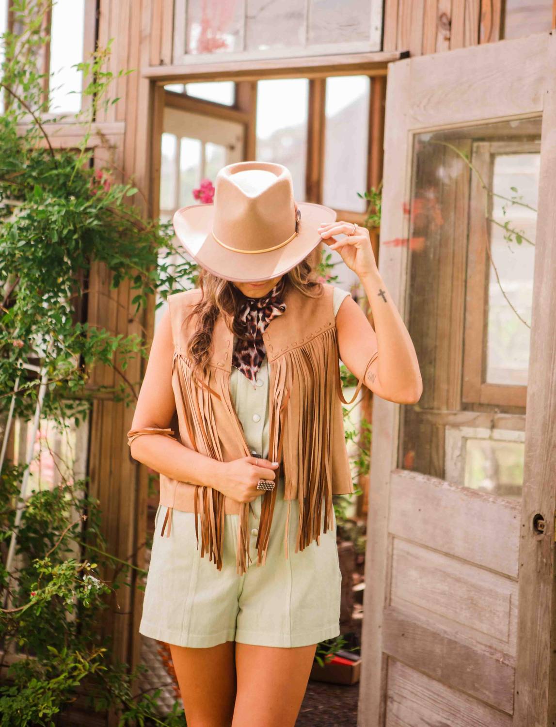 Blue B Harlow Suede Fringe Vest in camel brown - women's jacket